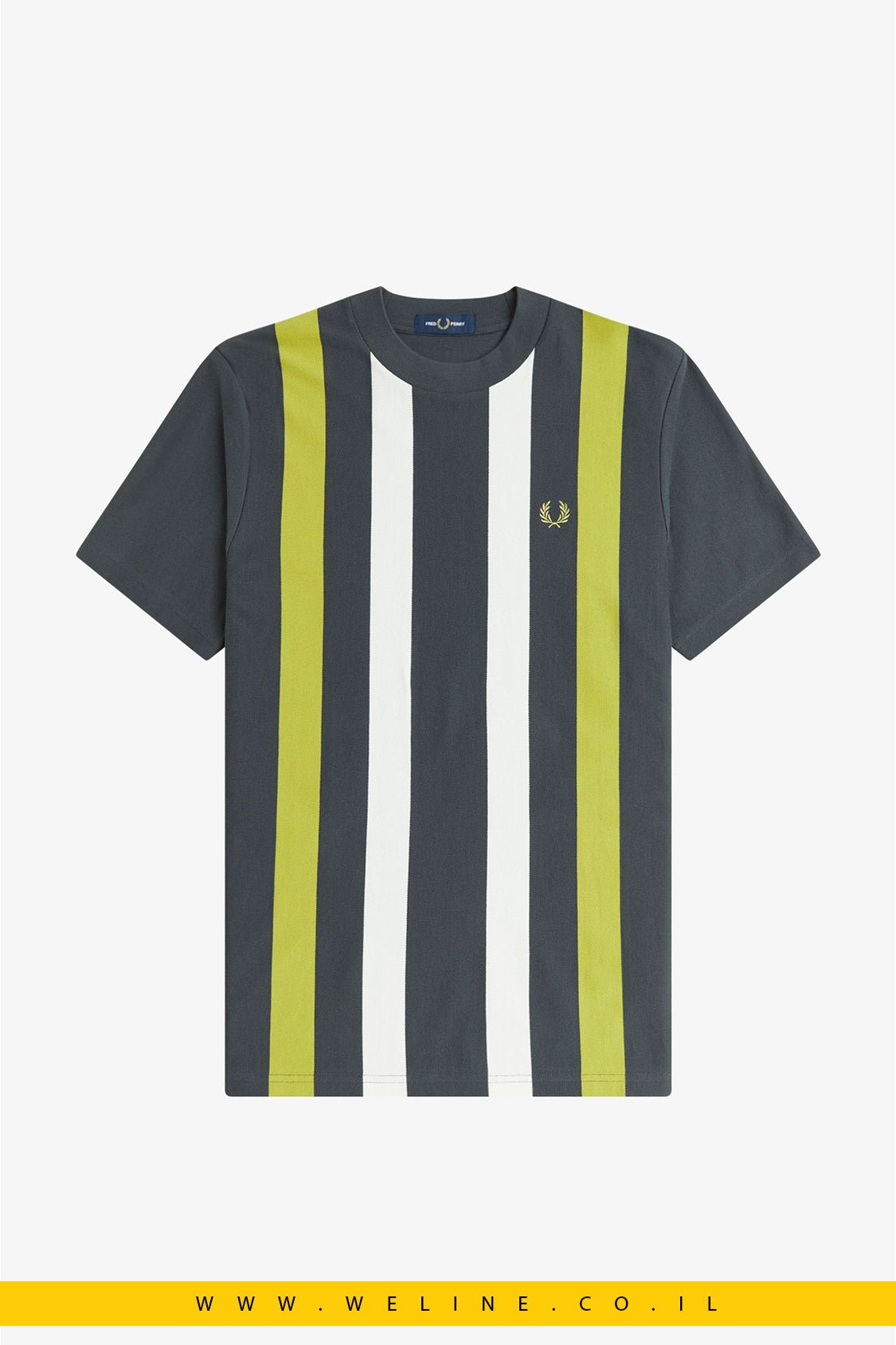 חולצת טי גברים Vertical Stripe Cotton Piqué – צבע Anchor Grey - WELINE.CO.IL
