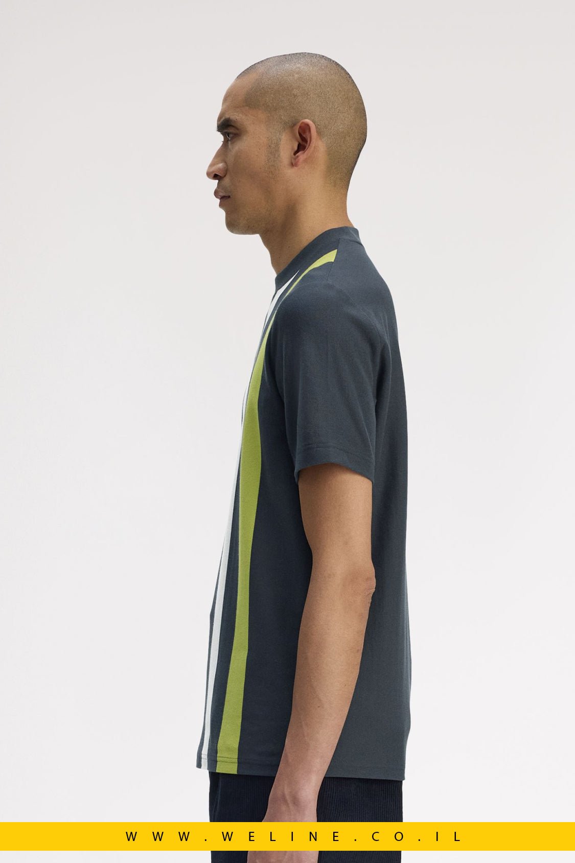 חולצת טי גברים Vertical Stripe Cotton Piqué – צבע Anchor Grey - WELINE.CO.IL